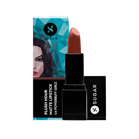 SUGAR Cosmetics Plush Hour Matte Lipstick - 04 Powerbuff Girls (Muted Reddish Brown) (3.9 g)