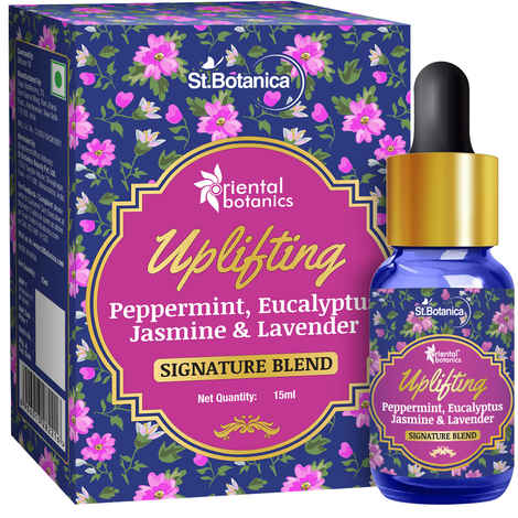 Oriental Botanics Uplifting Aroma Therapy Diffuser Oil (Peppermint, Eucalyptus, Jasmine & Lavender) - 15ml