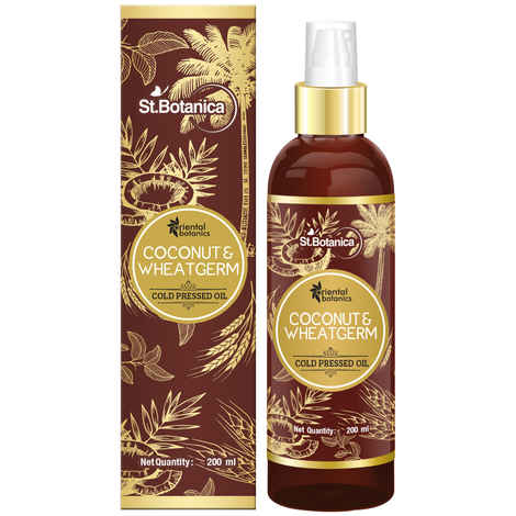 Oriental Botanics Organic Coconut & Wheat Germ Cold Pressed Oil For Hair & Skin - 200ml (No Mineral Oil, Silicon or Paraben)