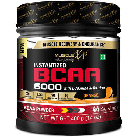 MuscleXP Instantized BCAA 6000 with L-Alanine & Taurine - 400g (14 Oz) Orange - 44 Servings
