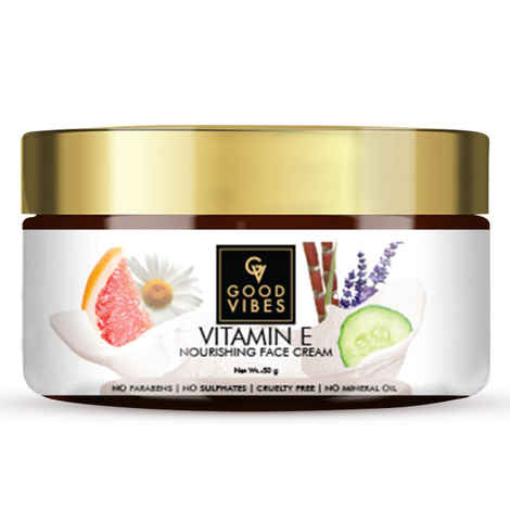 Buy Good Vibes Vitamin E Nourishing Face Cream | Antioxidant, Hydrating, Repairs Skin| No Parabens, No Sulphates, No Mineral Oil, No Animal Testing (50 g) - Purplle