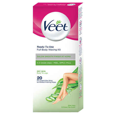 Veet Full Body Waxing Kit, Easy-Gelwax Technology, Dry Skin- 20 Strips
