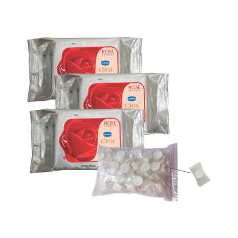 Ginni Clea Cleansing & Make Up Remover Wipes (Rose) (Pack Of 3) (30 Wipes Per Pack) And Magic Coin Tissues (50 Pcs) (Each In Single Pack)