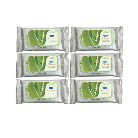 Buy Ginni Clea Cleansing & Makeup Remover Wipes (Aloevera) (Pack Of 6) (10 Wipes Per Pack) - Purplle
