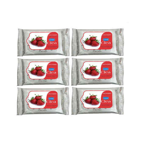 Buy Ginni Clea Cleansing & Makeup Remover Wipes (Strawberry) (Pack Of 6) (10 Wipes Per Pack) - Purplle