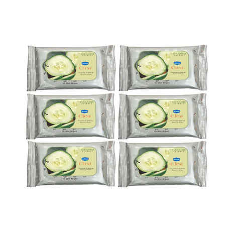 Ginni Clea Cleansing & Makeup Remover Wipes (Cucumber) (Pack Of 6) (10 Wipes Per Pack)