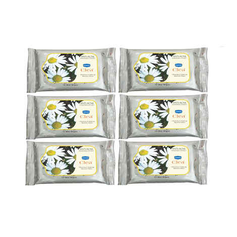 Buy Ginni Clea Cleansing & Makeup Remover Wipes (Antiacne) (Pack Of 6) (10 Wipes Per Pack) - Purplle