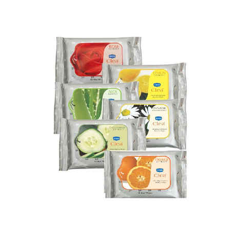 Buy Ginni Clea Cleansing & Makeup Remover Wipes (Rose, Lemon, Aloevera, Orange, Antiacne , Cucumber) (Pack Of 6) (10 Wipes Per Pack) - Purplle