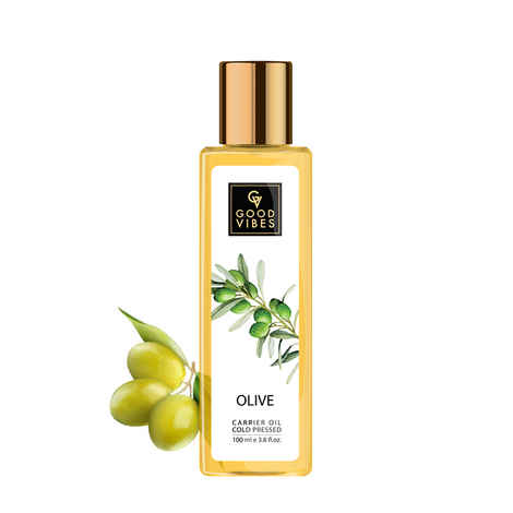 Buy Good Vibes Olive 100% Pure Cold Pressed Carrier Oil For Hair & Skin | Hair Repair, Anti-Ageing | No Parabens, No Animal Testing (100 ml) - Purplle