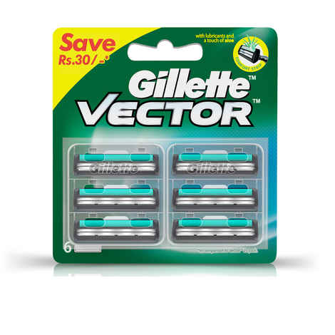 Buy Gillette Vector plus Manual Shaving Razor Blades (Cartridge) 6s pack - Purplle