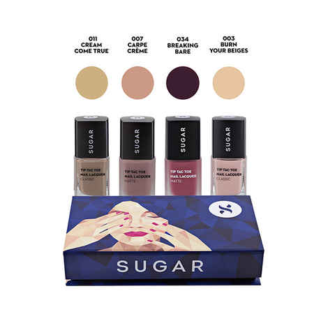 SUGAR Cosmetics Tip Tac Toe ""Neutral Obession"" Nail Lacquer Gift Box