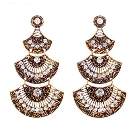 Buy Crunchy Fashion "The Tribal Muse" Antique Gold Fan Shaped Earrings - Purplle