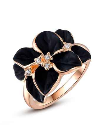 Buy Crunchy Fashion Black Beauty Studded Ring - Purplle