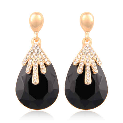 Buy Crunchy Fashion Black Crystal Droplet Earrings For Women - Purplle