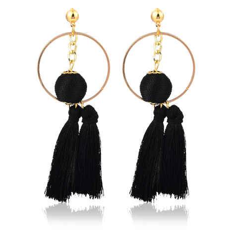 Buy Crunchy Fashion Black Tassel Hoop Earrings - Purplle
