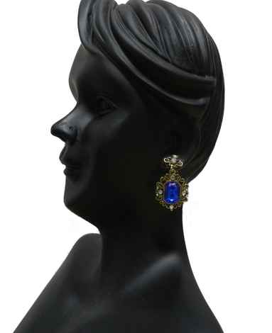 Buy Crunchy Fashion Blue Crystal Hanging Earrings - Purplle