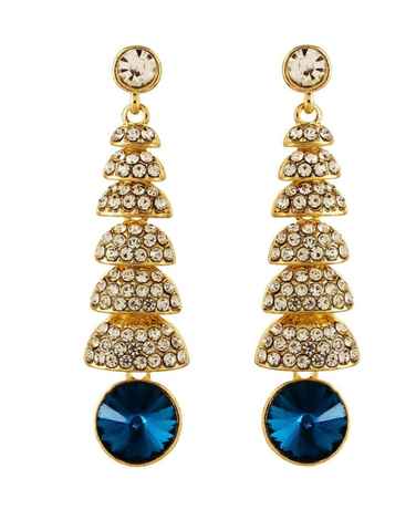 Buy Crunchy Fashion Blue Crystalline Drop Earrings - Purplle