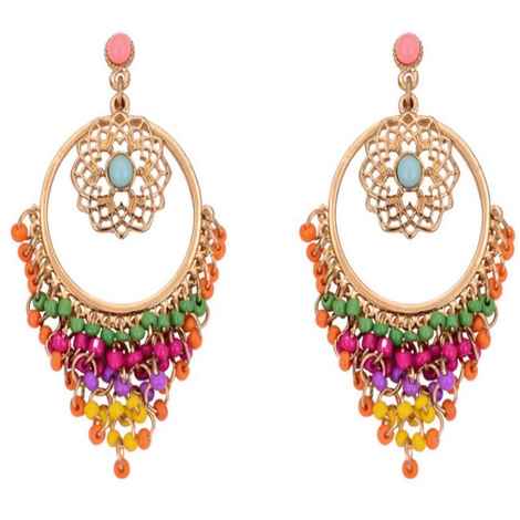 Buy Crunchy Fashion Boho Beaded Hoop Earrings - Purplle