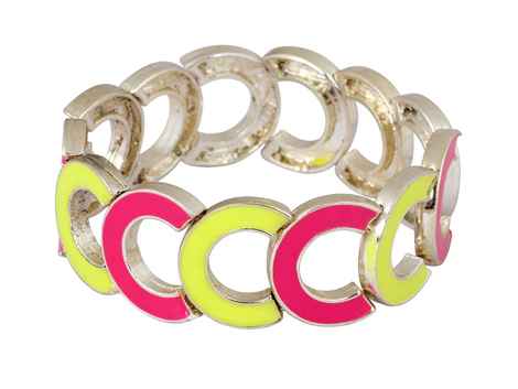 Buy Crunchy Fashion C-C Pink-Yellow Bracelet - Purplle