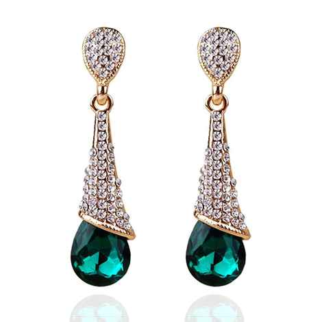 Buy Crunchy Fashion Green Drop Earring - Purplle