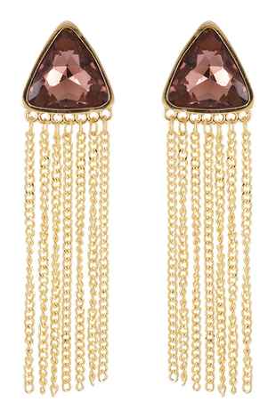Buy Crunchy Fashion Chain Tassel Coffie Triangle Statement Earrings - Purplle