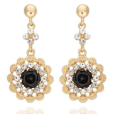 Buy Crunchy Fashion Black Gold Plated Dangler Earrings - Purplle