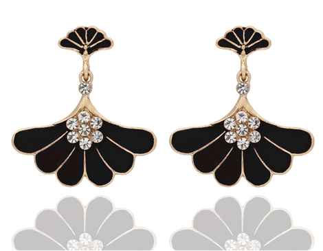Buy Crunchy Fashion Black Crystal Drop Earrings - Purplle