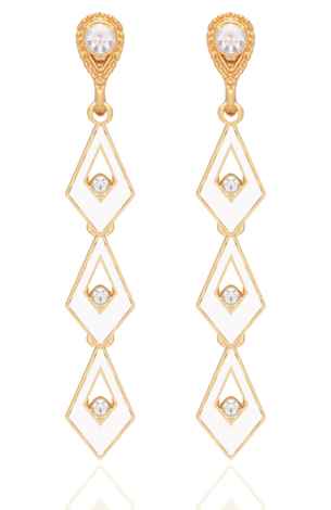 Buy Crunchy Fashion Gold Plated White Stylish Drop Earrings - Purplle