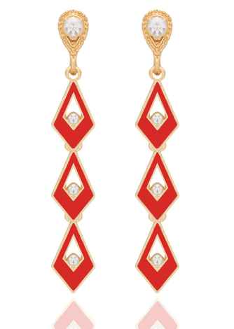 Buy Crunchy Fashion Gold Plated Red Stylish Drop Earrings - Purplle