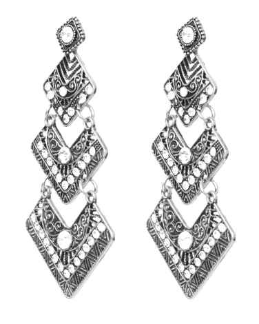 Buy Crunchy Fashion Oxidised Silver Fan Dangler Earrings - Purplle