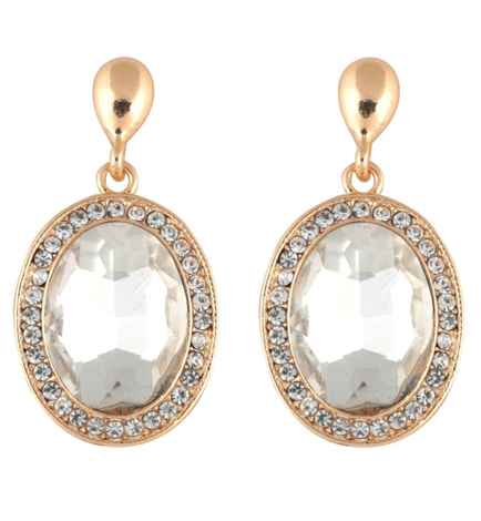 Buy Crunchy Fashion Gold Plated White Crystal Earrings - Purplle
