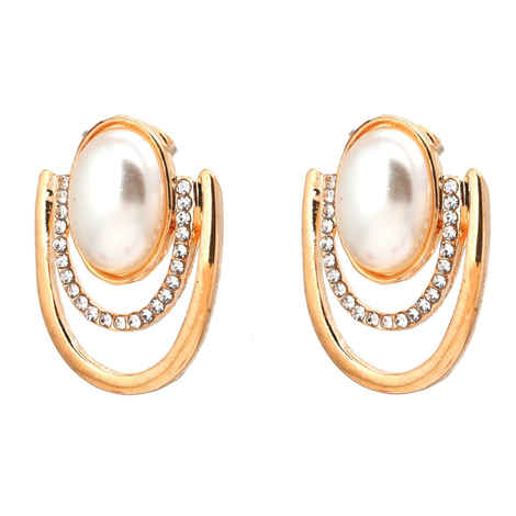 Buy Crunchy Fashion Golden Plated Opal Stud Earrings - Purplle