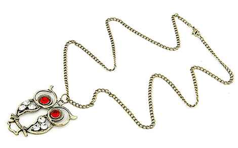 Crunchy Fashion Chic Owl Neckpiece-Red