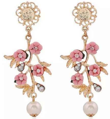 Buy Crunchy Fashion Clay Flower Embellished Earrings - Purplle