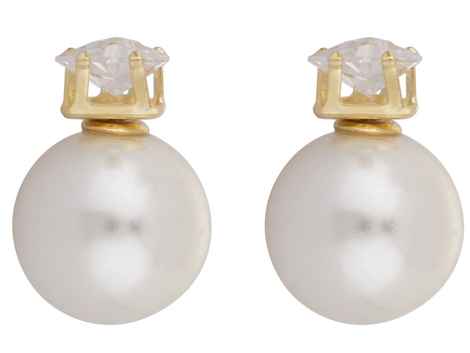 Buy Crunchy Fashion Crystal Cuneate Pearl Stud Earrings - Purplle