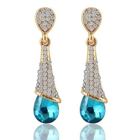 Buy Crunchy Fashion Crystalline Drops Aqua Earrings - Purplle