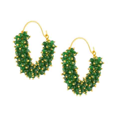 Buy Royal Bling Dark Green Pearl Hoop Earrings - Purplle
