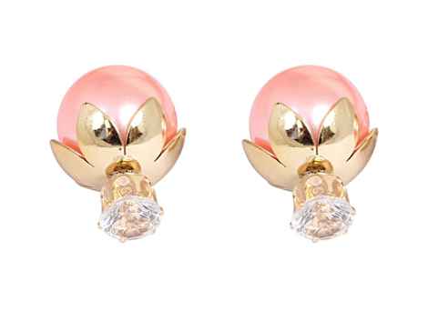 Buy Crunchy Fashion Dual Delight Pink Earrings - Purplle