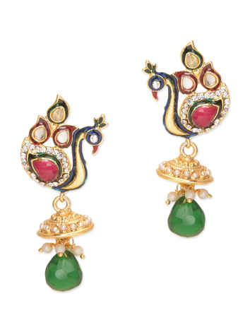Buy Royal Bling Elegant Red Green Peacock Earrings - Purplle