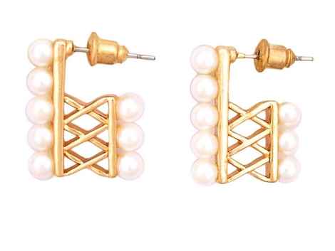 Buy Crunchy Fashion Embedded Pearl Dual Side Studs - Purplle