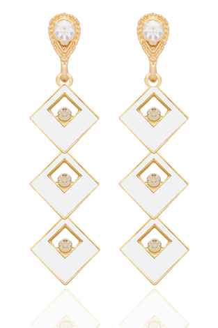 Buy Crunchy Fashion Embedded Square Dangle Earrings For Women - Purplle