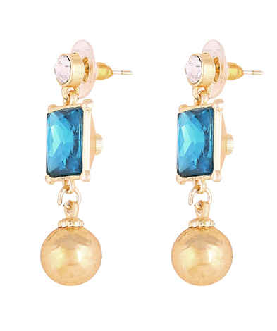 Buy Crunchy Fashion Geometrical Aqua Square Drop Earrings - Purplle