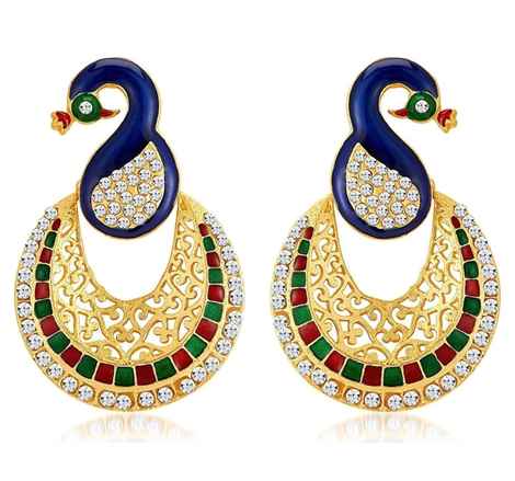 Buy Royal Bling Glamorous Peacock Drop Earrings - Purplle