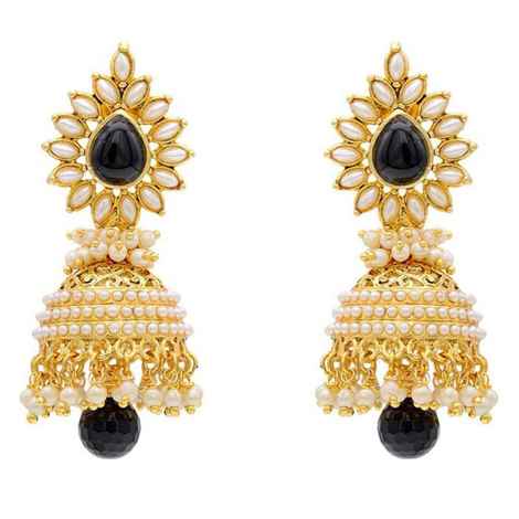 Buy Crunchy Fashion Glamour Pearly Shadowy Glorious Jhumka - Purplle