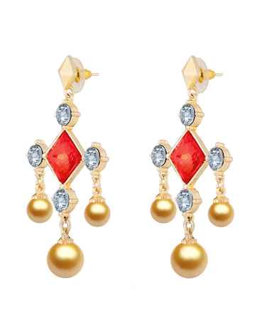 Buy Crunchy Fashion Glowing Crystal Rosy Pearl Earrings - Purplle