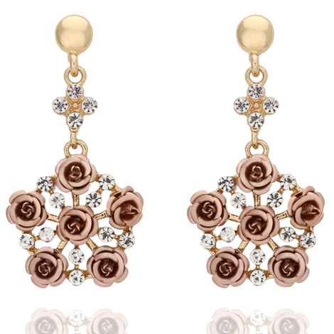Buy Crunchy Fashion Golden Florette Pentagon Drop Earrings - Purplle