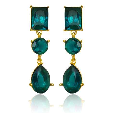 Buy Crunchy Fashion Green Crystals Chandelier Earrings - Purplle