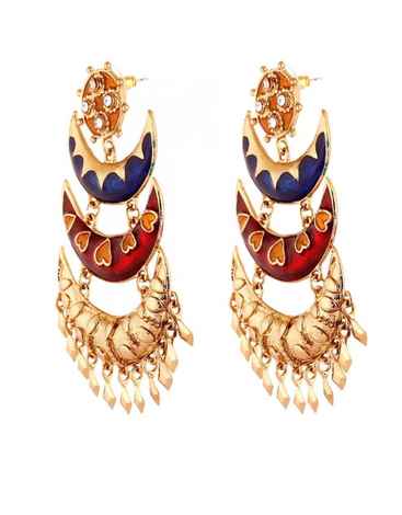 Buy Crunchy Fashion Little Hearts Multi-layer Chandelier Earrings - Purplle