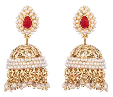 Buy Royal Bling Marsala Filigree Pearly Jhumkas - Purplle