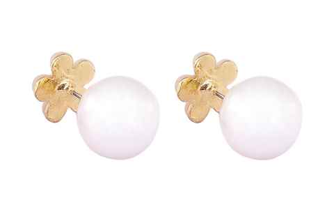 Buy Crunchy Fashion Pearl & Flower Dual Stud Earrings - Purplle